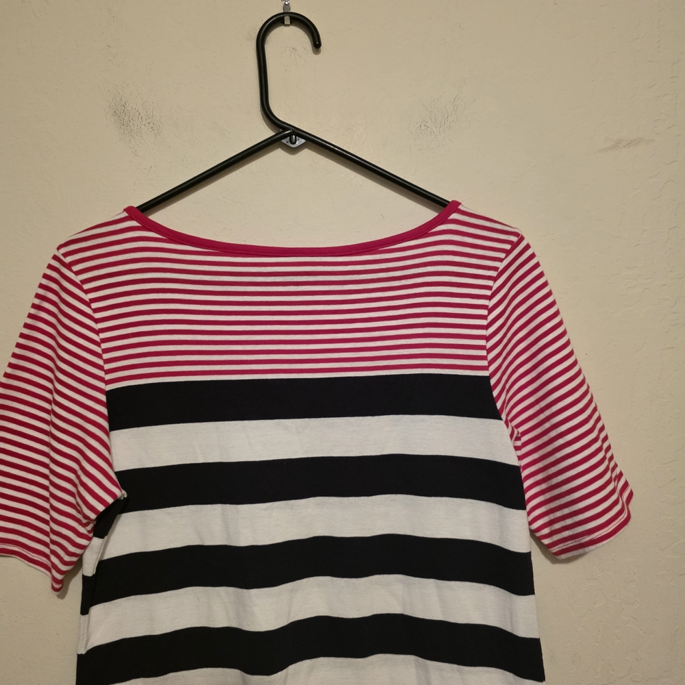 NWOT Croft & Barrow Red White And Blue Striped Short Sleeve Top Size Medium - Picture 3 of 7
